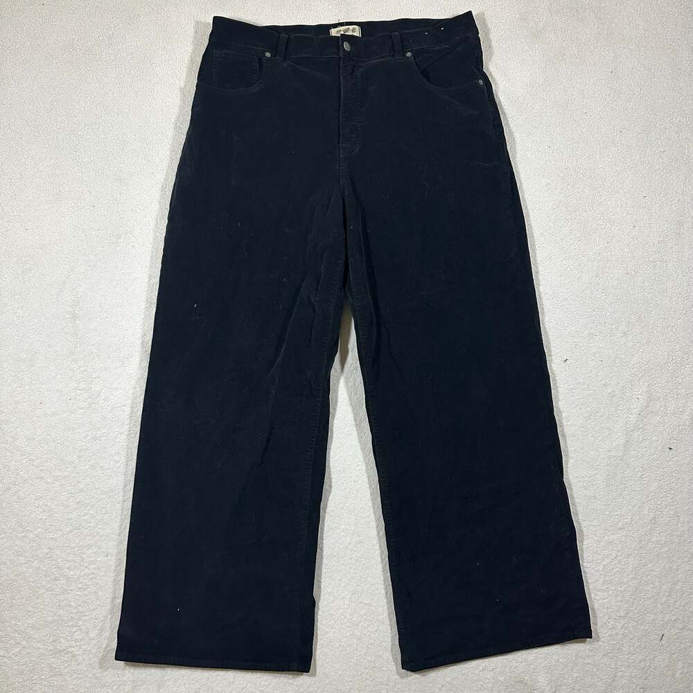 Madewell Superwide-Leg Black Corduroy Pants Size 33 High Rise Wide Leg Trousers